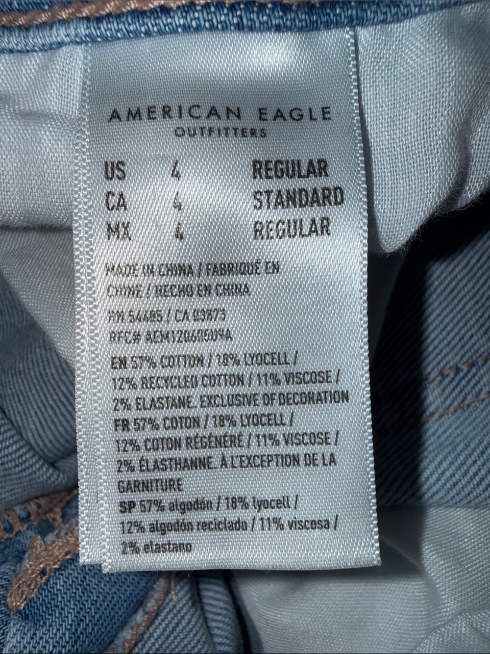 American Eagle Light Wash Stretch Denim Cargo Wide Leg Pants Size 4 - Picture 11 of 11